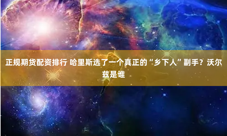 正规期货配资排行 哈里斯选了一个真正的“乡下人”副手？沃尔兹是谁