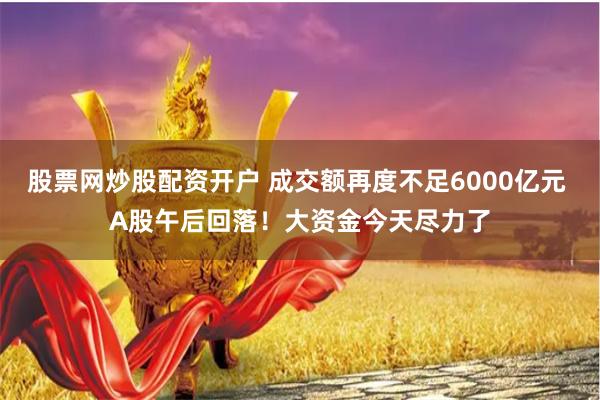 股票网炒股配资开户 成交额再度不足6000亿元 A股午后回落！大资金今天尽力了