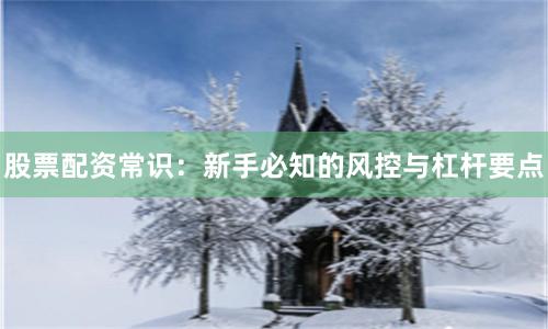 股票配资常识：新手必知的风控与杠杆要点